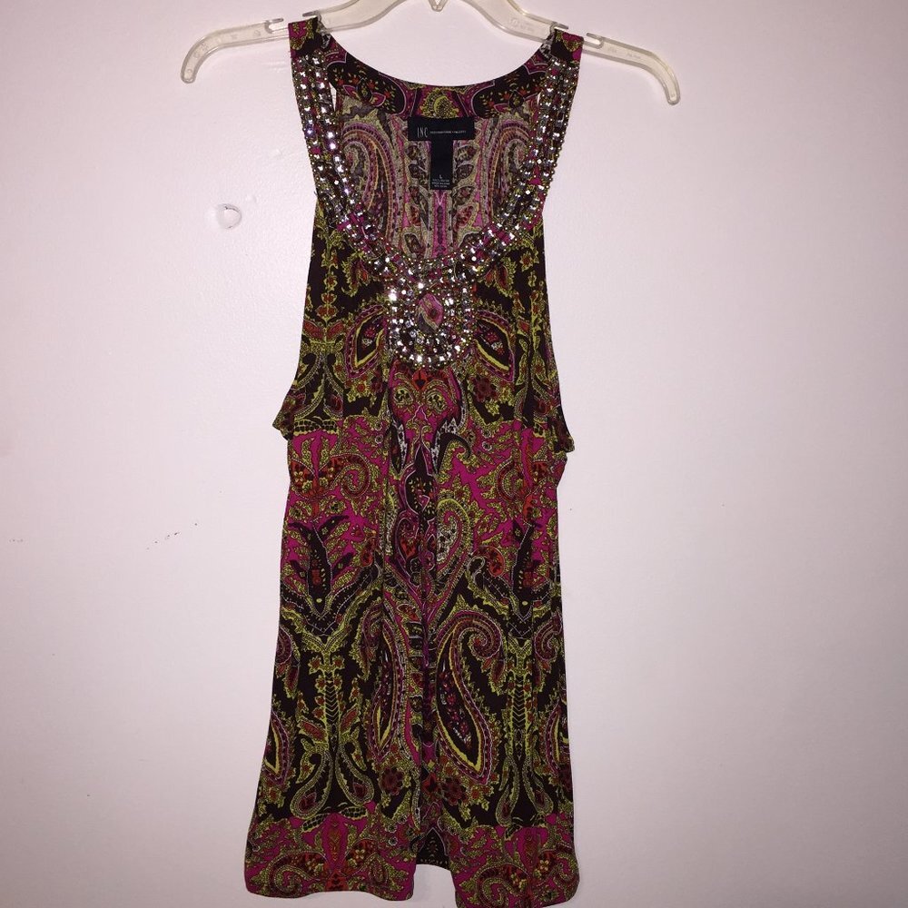INC Keyhole Halter Top Rhinestones